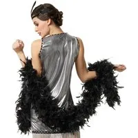 dressforfun Kostüm Flauschige Federboa, Schwarze Federboa mit echten Truthahnfedern