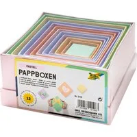Folia Max Bringmann KG Geschenkbox Pappboxen (12 Boxen + Deckel, pastell), stapelbar und platzsparend verstaubar