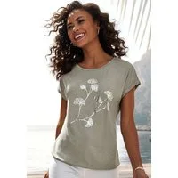 LASCANA Kurzarmshirt mit schimmerndem Blumenprint Sommershirt aus luftiger Viskose-Qualität