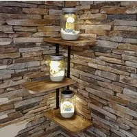 Holz Lichter Wandregal Stelby Eckregal Zickzack – Modernes Wandregal aus Holz, Braun, Packung, Eckregal im Zickzack-Design, platzsparend & vielseitig einsetzbar
