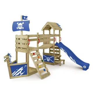 Spielturm TideFlyer mit Rutsche - Wackelbrücke - Kletterwand - robuster Holzkletterturm für Kinder - Abenteuer Spielplatz im Garten - Wickey