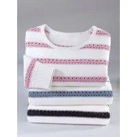 Sieh an! Strickpullover Rundhals-Pullover Langarm Ajour, Jersey