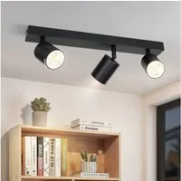 Nettlife Deckenstrahler Vintage Metall 3 Flammig Schwarz Deckenlampe GU10 Deckenleuchte, Schwenkbar 350°, LED wechselbar, Schlafzimmer Wohnzimmer Flur Küche