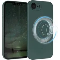 EAZY CASE Handyhülle für Apple iPhone 16e Hülle Silikon 6,1 Zoll, MagSafe Case Silikon kratzfestes Bumper Cover Qi-Charging Dunkelgrün