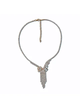 Steuer Modeschmuck Collierkette Strasscollier goldfarben