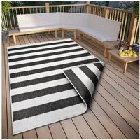 OTTO home Teppich Alan Wendeteppich, rechteckig, Höhe: 5 mm, beidseitig nutzbar, Streifen, Scandi, wetterfest, für In- und Outdoor