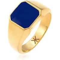 Kuzzoi Siegelring Herren Emaille Blau Basic 925 Silber