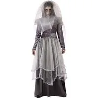 atosa Kostüm Geisterbraut-Kostüm für Damen Halloweenkostüm grau