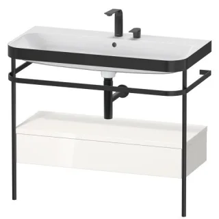 Duravit Happy D.2 Plus c-bonded Set mit Metallkonsole und Schubkasten Weiß Hochglanz 975x490x850 mm  HP4743E2222