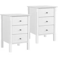 Yaheetech Nachttisch (2er Set), Nachtschrank mit 3 Schubladen Boxspringbett Nachtkommode