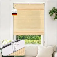 Victoria M. Raffrollo Bambus-Raffrollo Klemmfix, 40 x 130 cm, natur, ohne Bohren, freihängend, Klemmfix-Montage, Nachträglich anpassbar