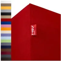r-up Spannbettlaken Passt 90x200 bis 200x220cm erhältlich! 130 g/m², Baumwolle, Gummizug: fest eingenähtes dauerelastisches Rundumgummi, (1 Stück), (90x200-100x200, 15-35cm Matratzenhöhe, rubinrot)