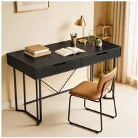 HOMCOM Schreibtisch mit 2 Schubladen (Bürotisch, 1-St., Computertisch), 120 x 60 x 77 cm Schwarz