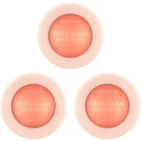 Catrice Rouge Soft Glam Baked Blush, 3-tlg., Lichtreflektierende Perlen für eine strahlende Ausstrahlung