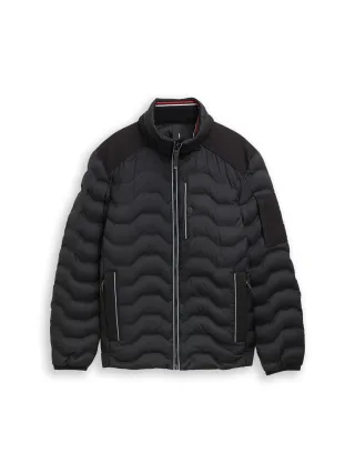 Tom Tailor - Hybrid Lightweight Steppjacke mit verstaubarer Kapuze black - Gr. - M