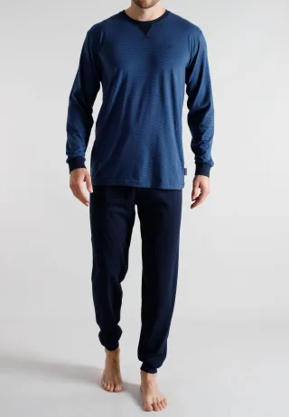 TOM TAILOR BODYWEAR - Nachtwäsche Männlich blau-mittel-ringel - Gr. - 48