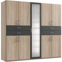 Wimex Kleiderschrank Taiga Kleiderschrank mit Spiegel mit Schubladen auf bequemer Höhe, Garderobe Schlafzimmerschrank