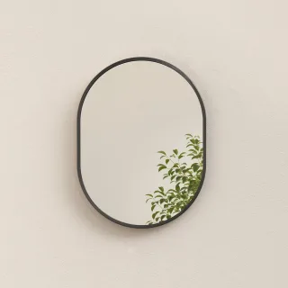 Emke Wandspiegel, Schwarz, Glas, Oval, 45x60x2 cm, CE, Spiegel, Wandspiegel