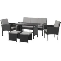 SVITA Gartenlounge-Set DENVER, (Gartenmöbel-Set), Essgruppe, Rattan, Inkl. Kissen