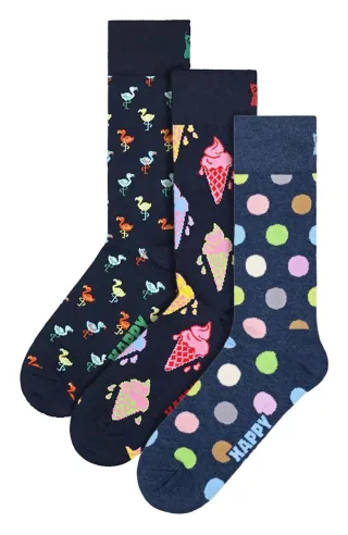3er-Pack Unisex Socken-Set mit schickem Design - Marineblau
