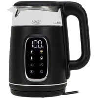 Adler Wasserkocher AD1305bs Wasserkocher Glas, LED-Anzeige, Temperatureglung, 1,7L, 2200W