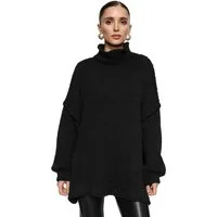Worldclassca Longpullover WORLDCLASSCA Damen Oversize Strickpulllover Lang Pulli mit Steh Kragen Neue Kollektion - Stilvolle und gemütliche Strickmode für Damen