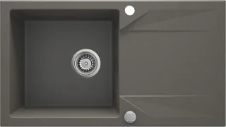 Neuesbad 1-Becken Granitspüle mit Abtropffläche 780x440x193, Anthrazit Metallic, mit SPACE SAVER NB1DEZQJT1131
