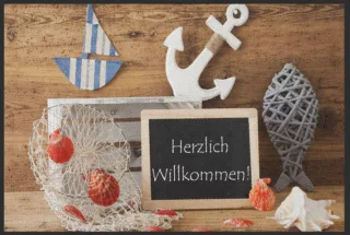 Fussmatte Herzlich Willkommen Nautik 4553 | Größe: 60 cm x 45 cm