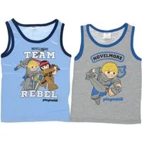 Playmobil Kidswear Unterhemd Playmobil 2er Pack Unterhemd Shirt aus 100% Baumwolle für Jungs (2-St)