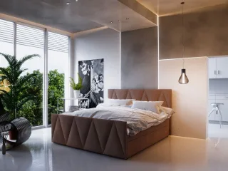 Boxspringbett Bett HUGO -Variante C- 200x200cm Braun inkl.Bettkasten