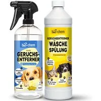 bio-chem Geruchsentferner Enzymreiniger 750 ML für Hunde- & Tiergerüche (Geruchsentferner Hund 0.75 l + Geruchsentferner Wäschespülung 1 L)