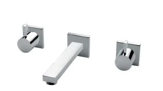 KAJA-B-Quadrat 3 Loch-Wand-Waschtischbatterie Ausladung 165 mm, chrom 20620-C