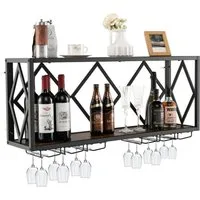 COSTWAY Weinregal, Wand, 2 Ebenen, Metall, 39 Flaschen&12 Gläser, 100x25x45cm
