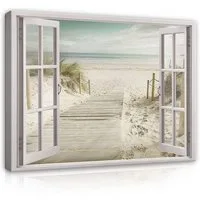 Wallarena Leinwandbild Meer Beige - Modern - Schlafzimmer, Meer, 80x60x2cm