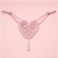 NEXORA INTIMATES™ String-Ouvert Damen String Tanga Rosa mit Herz-Stickerei und Perlen One Size XS-XL (Einzelartikel, 1-teilig) Tanga mit Perlen, Perlentanga