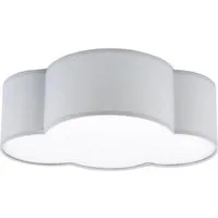 Licht-Erlebnisse Deckenleuchte WOLKI, ohne Leuchtmittel, Wolkenlampe 41 cm breit für 2x E27 Stoff Grau Kinderzimmerleuchte