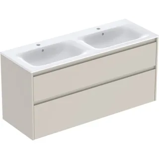 Geberit Renova Plan Set Doppelmöbelwaschtisch schmaler Rand, mit Unterschrank, zwei, 504042DB8 504042DB8