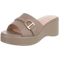 Ital-Design Elegante Sandalen mit Absatz und Schnalle für Damen Plateausandaletten (91409339) Keilabsatz/Wedge Keilsandaletten in Hellbraun