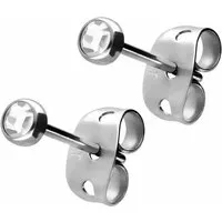 FILANGO Paar Ohrstecker Titan Ohrstecker FLACHER KRISTALL (Ohrstecker, 1-tlg)