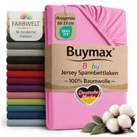 Buymax Spannbettlaken Babybett Kinderbett 60x120cm 70x140cm, Jersey 100% Baumwolle, Gummizug: Rundumgummi, (1 Stück), bis 15 cm Matratzenhöhe, weich, atmungsaktiv, hautfreundlich