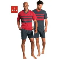 le jogger® Pyjama (Packung, 4 tlg., 2 Stück) mit kontrastfarbigen Einsätzen vorn