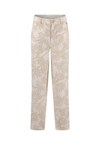 FYNCH-HATTON - PANTS STRAIGHT LINEN MIX PALMS milk - Gr. - 40