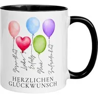 Momentals Tasse Geburtstag – „Gesundheit Liebe Erfolg“ – Geburtstagsgeschenk Mann Frau, Gratis Versand · Links-&Rechtshänder · Spülmaschinenfest