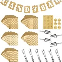 LuxusKollektion Girlande 71tlg Candybar Zubehör Set Tüten Sticker mit Zuckerzangen