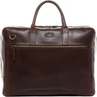 SID & VAIN Umhängetasche echt Leder Aktentasche 15 Zoll Laptop Fach braun, Laptoptasche 15,4 Zoll, Arbeitstasche Umhängetasche Damen Herren braun