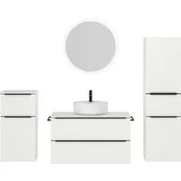 nobilia® Badmöbel-Set Alvene, (4-St., vormontiert, mit Soft-Close), inkl. Spiegel mit Touch-Sensor, in vier Breiten
