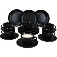 MamboCat Kaffeeservice 18tlg Kaffeeservice Panther schwarz Steingut 6 Personen, Steingut