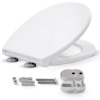Arebos WC-Sitz Toilettensitz Oval mit Absenkautomatik Duroplast, Absenkautomatik, Antibakterielle Oberfläche, Belastbar bis 150 kg