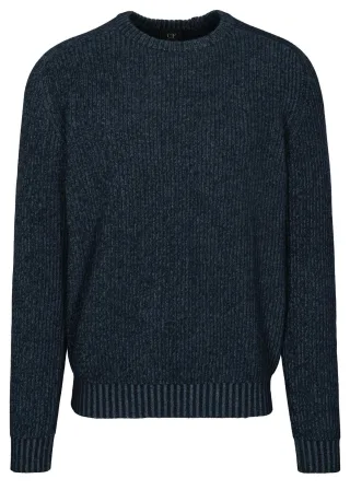 COMMANDER Finest Clothing - Rdh.-Pullover, gemustert dark navy - Gr. - XL