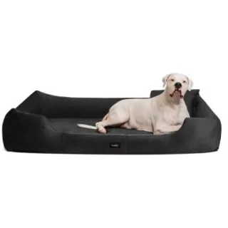 Tierlando VINCENT High-Tech-Velours (Triton) und Cord - Orthopädisches Hundebett schwarz 90 cm, 22 cm, 75 cm